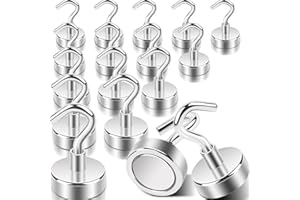 DGDUBRB 16pcs Super Strong Magnetic Hooks, 45lb+ Heavy Duty Magnet Hooks, Magnetic Hooks for Cruise Cabins, Muti-Use Neodymium Metal Magnets with Hooks, Magnetic Hooks for Fridge, Locker, Classroom, Kitchen