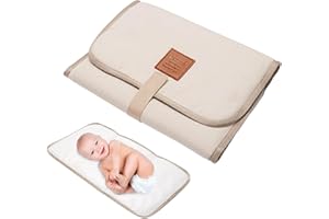 BIMHAYUU Portable Changing Pad, Diaper Pad Waterproof Foldable Comfortable Changing Mat, Kids Accessories Diaper Mat Changing Pad for Tours Journeys Outings Travel (White)