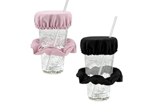 BEKECIDI Bekécidi 2 Piezas Drink Protector Scrunchie, Drink Covers Anti Spike With Straw Hole, Reutilizable Y Lavable, Para La Mayoría De Las Tazas Vasos En Bar Party (2 Colores)
