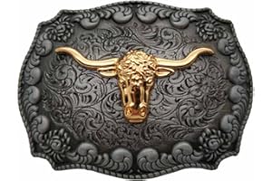 Xwest Golden Long Horn Bull Western Belt Buckle Gürtelschnallen
