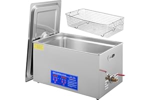 VEVOR Limpiador ultrasónico, 22L Limpiador Ultrasonidos Profesional de Acero Inoxidable, 480W Máquina de Ultrasonido con Temporizador Digital, Temperatura Ajustable, para Joyas, Relojes, Laboratorio