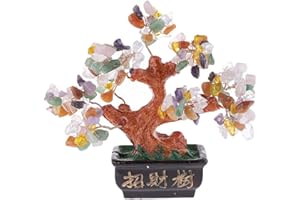 lachineuse – Árbol Feng Shui 5 Elements – Árbol de la Fortuna 12 cm – Deco asiático japonés – Bonzai Piedras Preciosas – Objeto Tradicional japonés Zen