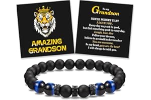 JONAKO To My Son Grandson Nephew Brother Bracelet Gifts, Elastic Rope Beads Bracelet for Teenage Boys Men, Birthday Graduation Back to School Christmas Confirmation Gifts for Boys