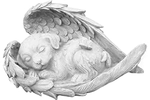 RIENAN Grabstein Hund Harz Hundeengel Haustier Gedenkstein Hund Engel Haustier Denkmal Grab Marker Tribut Statue Hund Grabsteine Statue Geeignet für Gartengräber, Heimsouvenirs, Dekorative Ornamente