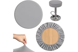 TEAAHA 2PCs Bar Stool Covers - High-Elastic, Soft, & Washable - Fits 11-14in Round Bar Stools - Grey