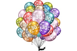 HPNPARTY Luftballons 30. Geburtstag,15 Stück Metallic folienballon 30 helium ballons 30 jahre aus 100% Naturlatex,Klimaneutral, 32cm Ballon 30 zahlen für Kindergeburtstag und Mädchen Frauen Männer Jubiläum