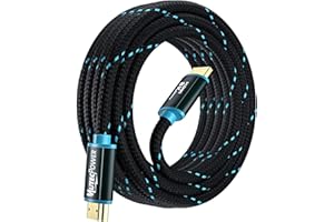MutecPower 5 metri Cavo 8K HDMI 2.1V ad altissima velocità Certificato 48Gbps 8K@60Hz & 18Gbps 4K@120Hz con HDR, VRR e eARC - 26 AWG omologato UL Cavo maschio a maschio da 5m Blu/Nero intrecciato