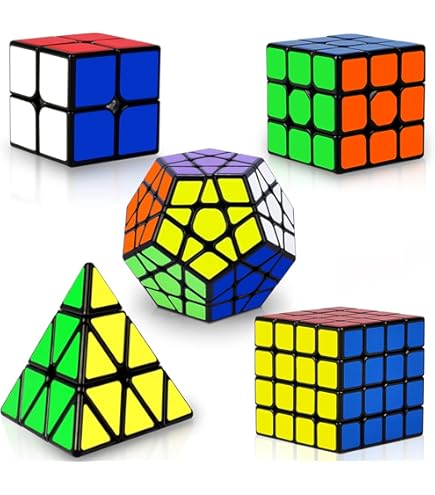 SISYS 6 Pack Speed Cube Set, Cubi Magici di Velocità 2x2x2 3x3x3 4x4x4 Pyraminx Megaminx Skewb Puzzle Cubes Senza Adesivo Puzzle Cubo Giocattolo per Bambini e Adulti
