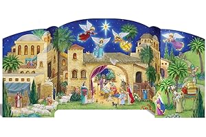 VERMONT CHRISTMAS COMPANY Bethlehem Nativity Free Standing Advent Calendar with Nativity Story