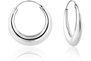 DTPsilver® Pendientes de Aro/Creoles Gruesos - Plata de Ley 925 - Pequeñas/Medianas/Grandes - Espesor 3.5, 4.5, 5.5, 7.5 mm - Diámetro 15, 18, 24, 30, 40, 50, 60 mm