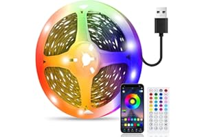 ‎PSTAR LED Strip 6m, RGB Farbwechsel LED Lichterkette mit Steuerbar via App+Fernbedienung, Sync Musik, LED Streifen für Party, Schlafzimmer, TV, KücheDeko