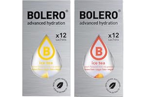 GENERICO Set Bolero Drink 24 Bustine da 3 Grammi (12 Te al Limone e 12 Te alla Pesca)