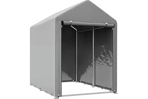 Outsunny Garage Moto per Esterno Portaoggetti Anti UV con Ingresso a Zip, Tenda Garage per Biciclette e Attrezzi in Metallo Zincato e Tessuto PE, 120x179x165 cm, Grigio Chiaro