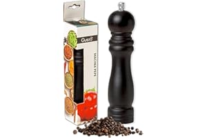 IPEA Macinapepe Manuale in Legno Nero per Pepe, Peperoncino e Sale - Altezza 21 CM - Macina Pepe Classico da Cucina con Smerigliatrice in Metallo per Macinare Spezie, Cumino, Sesamo, Paprika