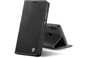 Chocoyi Compatible Funda Huawei P20 Lite Flip Leather Edition,magnético, función de Soporte y Ranuras para Tarjetas-Negro