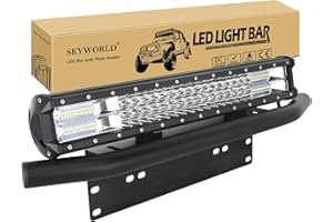 ‎SKYWORLD SKYWORLD LED-Lichtleiste, 7D 20 Zoll 288W Spot Flood Combo Beam Arbeitsscheinwerfer mit Kennzeichenhalterung für LKW-PKW ATV SUV 4X4 LKW-Boot