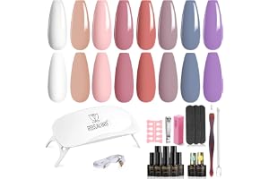 ROSALIND Gelnaglar Startset 8 + 2 Stycken Gelnaglar med UV Lampa Rosa