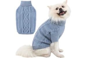 ALAGIRLS Pull pour Chien - pour Petit Chien - pour Chien - pour l'hiver - pour Chiot - Col roulé - Chaud - en Tricot - en Polaire - pour Animaux de Compagnie - HazeBlue XXL