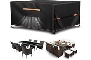 HAOKIANG Outdoor Garden Furniture Covers Waterproof with Air Vent 420D Heavy Duty Oxford Fabric Sofa Table Chair Bistro Set Cover Patio Furniture Covers Waterproof Garden Table Cover 242x182x100CM