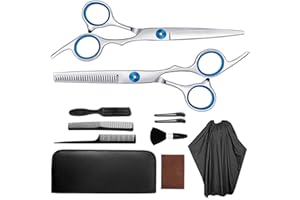 SUOXU Haarschneideschere, Edelstahl, professionelle Friseurschere, 11-teiliges Haarscheren-Set, Friseurschere, professionelles Haar für Damen und Herren