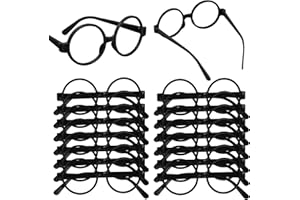 heavenlife 16 Stück Zauberer Runde Gläser, Kinder Wizard Brille Keine Objektive, Kind Kunststoff Rahmen Brillen für Halloween Maskerade Cosplay Geburtsta Magier Mottopartys