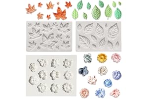 DKDDSSS 3 Pièces Moule Silicone Fleur, motifs 3D Roses et Feuilles, Moules Fleur Silicone, pour Chocolat Savon Bougies Glaçons