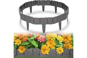 Trintion Rasenkante Kunststoff 10M Beeteinfassung Steinoptik Beetumrandung Gitterbett Umzäunung Gartenzaun Beetbegrenzung Höhe 10,5cm Rasenkantensteine für Obstgärten Beete Wege 40 Stück