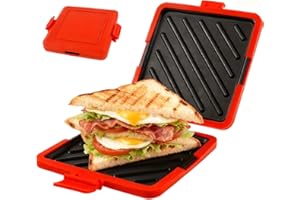 EIDOCT Microwave Toastie Maker Microwave Toastie Sandwich Maker and Grill Wireless Silicone Microwaveable Cookware Extra Crispy Toasties & Panini Maker - No Soggy Results - Compact & Dishwasher Safe (Red)