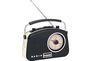 STEEPLETONE Baby Brighton Retro Radio Lightweight Portable Carry Handle DC USB AM/FM Black