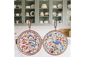 JGZTJXNK 2 pcs ceramic trivets, hot dish mat, hot pot holder, pot holder, Heating pads for decorating tabletops and countertops, can be hung, kitchen Decor
