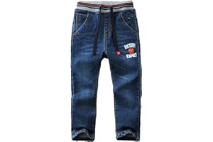 Maeau Boys' Jeans Casual Elastic Waist Washed Denim Trousers Jeans Age 3-14 Years