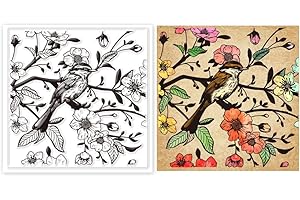 GLOBLELAND Tampons Transparents en Forme de Moineau en Forme de Fleur de Cerisier pour Scrapbooking Oiseau Moineau Animal Fleur de Cerisier Tampons en Silicone pour la Fabrication de Cartes