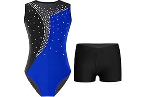 CHICTRY Kids Girls 2Pcs Dance Outfits Sleeveless Gymnastics Ballet Leotard with Active Shorts Set Tumbling Biketard Dancewear