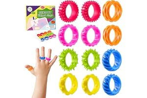 SILTTBLE 12 Stück Leise Fidget Toys Kinder, Sensorische Fidget Ring Silikon, ADHS Hilfsmittel für Kinder und Erwachsene bei Autismus, Anti Stress Spielzeug zur Beruhigung für Angstabbau und Konzentration