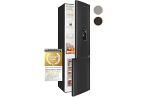 Exquisit Kühl-Gefrierkombination KGC265-70-WS-040E inoxlook-az | 260 L Volumen | Kühlgefrierkombination freistehend mit Wasserspender | Alarm | 4 Sterne gefrieren