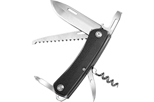 ZIMAIC Navaja Suiza, Navaja Multiusos, 7 Herramientas, Cuchillo, Destornillador, Abrebotellas & Sierra para madera (Negro)