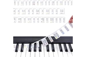 ‎GUTE Abnehmbare Klaviertastatur Etiketten, Klaviernoten, Führungsetiketten für Anfänger, 88 Tasten und 61 Tasten,volle Größe, Silikon-Klavierschlüssel,Musiknoten,Buchstabenetikett, Wiederverwendbar