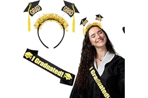 Cindeer 2 Diademas de Gorro de Graduación Faja de Satén de Graduación 2024 con Letras Diadema con Borla Set de Decoración de Graduación de Estudiante para Ceremonia Disfraz Fiesta