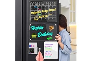 CARSEATTY Fridge Calendar, 3set Acrylic Magnetic Fridge Board Wet Erase Board Calendar A4 Weekly Planner Whiteboard Includes 6 Markers Reusable Calendar Planner, 16''x12''