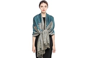 EASE LEAP Pashmina Scarf for Women Luxury Warm Wrap Silky Feel Shawl Paisley Hijab in Rich Colours with Fringes 78.5''X27.5''
