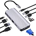 Bestor 10 in 1 USB C Hub| Laptop, Multiports USB 3.0 Upto 5Gbps, Certified HDMI 4K 60Hz VGA 1920 X 1080P 60 Hz, RJ45 10/100/1000Mbps with USB C (PD Upto 87W Power Charger, Card Reader Upto104Mb/s