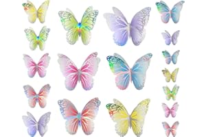 HDKAJL 3 Tamaños 18 Piezas de Mariposas 3D, Pegatinas de Mariposa para Paredes, Decoraciones de Mariposas, Mariposas para Pasteles, Calcomanías de Pared de Mariposas, para el Hogar Fiesta Boda Decoración