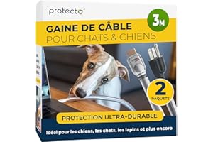 PROTECTO 2-Pack Gaine de Protection Câble pour Chiens et Chats – 3m, Ø 9mm – Ultra-Résistante, Anti-Morsure, Transparente, Inodore, Facile à Installer – Protège Les Câbles Audio, Vidéo et Électriques