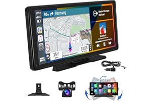 Hikity 10,36 Pulgadas Radio de Coche Bluetooth Portátil con Inalámbrico Apple Carplay Android Auto Mirror Link HD Autoradio Pantalla Táctil con Transmisor FM TF AUX Siri/Google Assistant