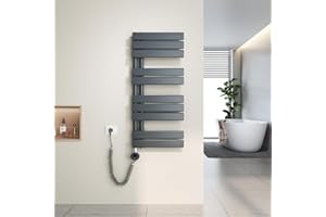 Heilmetz Toallero electrico baño 899x400mm 400W, radiador toallero electrico con termostato Elemento Calefactor y función de Temporizador（Antracita）