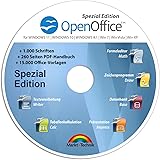 Open Office Spezial-Edition für Windows 11-10-8-7-Vista-XP | PC-Software mit 15.000 Vorlagen, 1.000 Schriften und PDF Handbuc
