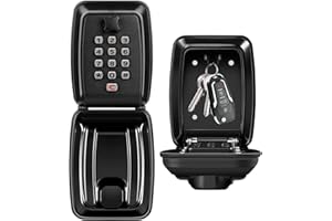 WACCET Boite a Clefs Securisee Exterieur, Grande Boite à Clé avec Code 12 Chiffres Boite a Clefs Murale Étanche Résistant aux Intempéries Boite à Clé Sécurisée pour Maison École Garage Bureau (Noir.)