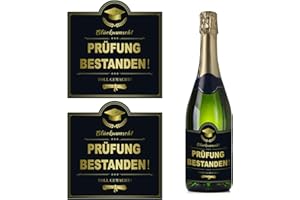 GEBETTER 2 Stück Prüfung bestanden Flaschenetikett 9,8x9,8cm Flaschenetiketten Weinflaschen Aufkleber selbstklebend Etikett Geschenke für Abschluss Abi Führerschein Studium Abitur Bachelor Graduation
