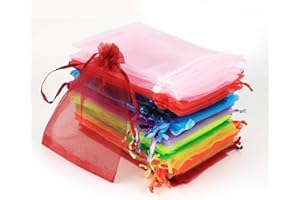 ‎ABSOFINE ABSOFINE 120 Stück Organza Säckchen 10x15 cm Geschenktüten Durchsichtig organzabeutel stoffsäckchen mit Zugband