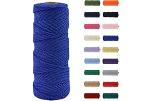 MORAINJAY 2mm Macrame Cord 100m, Sapphire Blue Macrame Cotton Cord Twine Rope Craft String, Natural Cotton Rope for Macrame Art, DIY Crafts & Gift Wrapping - 16 Vibrant Colors, Soft & Chemical-Free